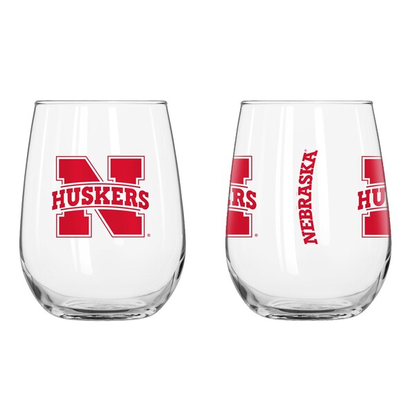 Logo Brands Nebraska 16oz Gameday Curved Beverage Glass 182-G16CB-1 - main